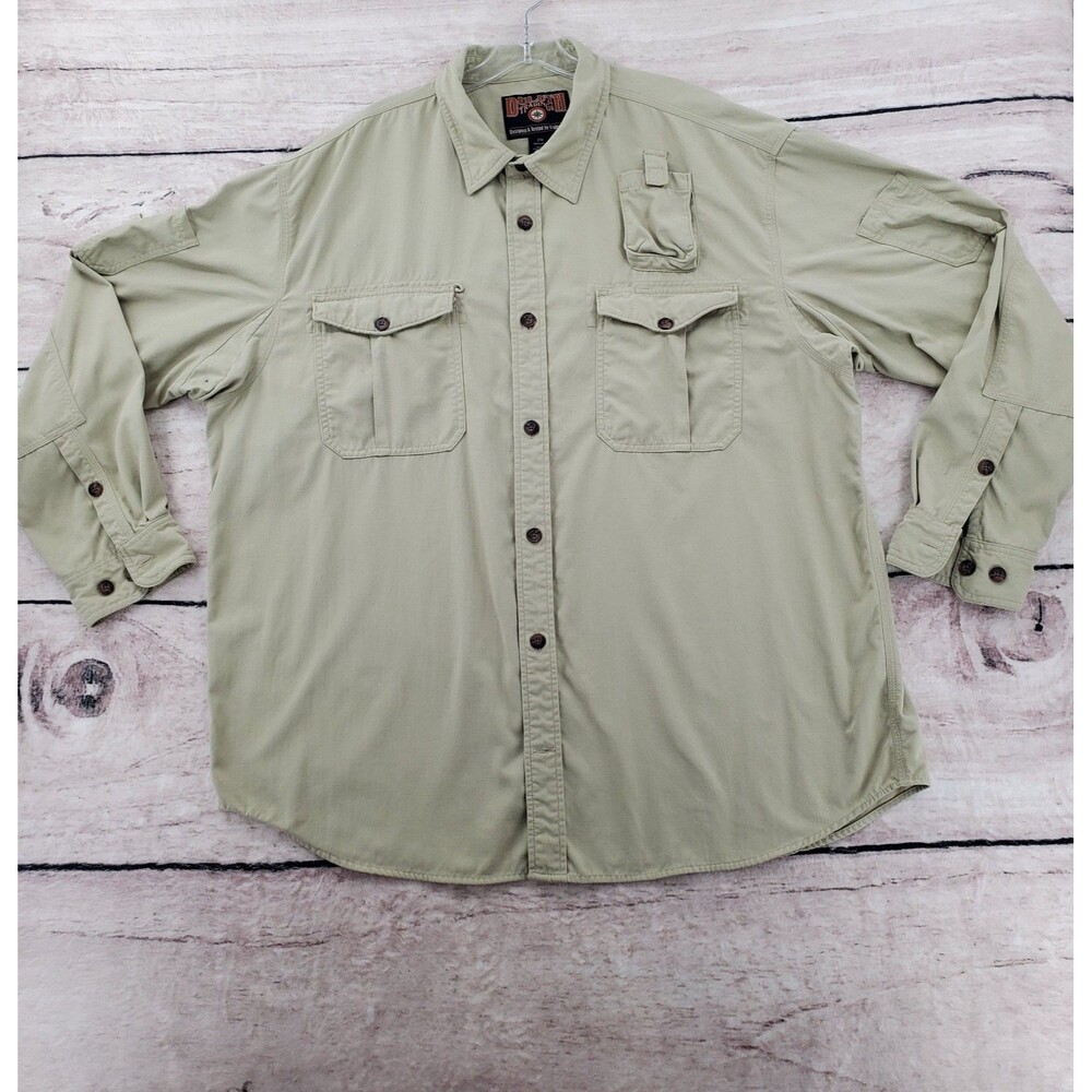 Duluth Trading Co DTPro 2XL Cargo Khaki Work Shirt Long Heavy Duty Utility